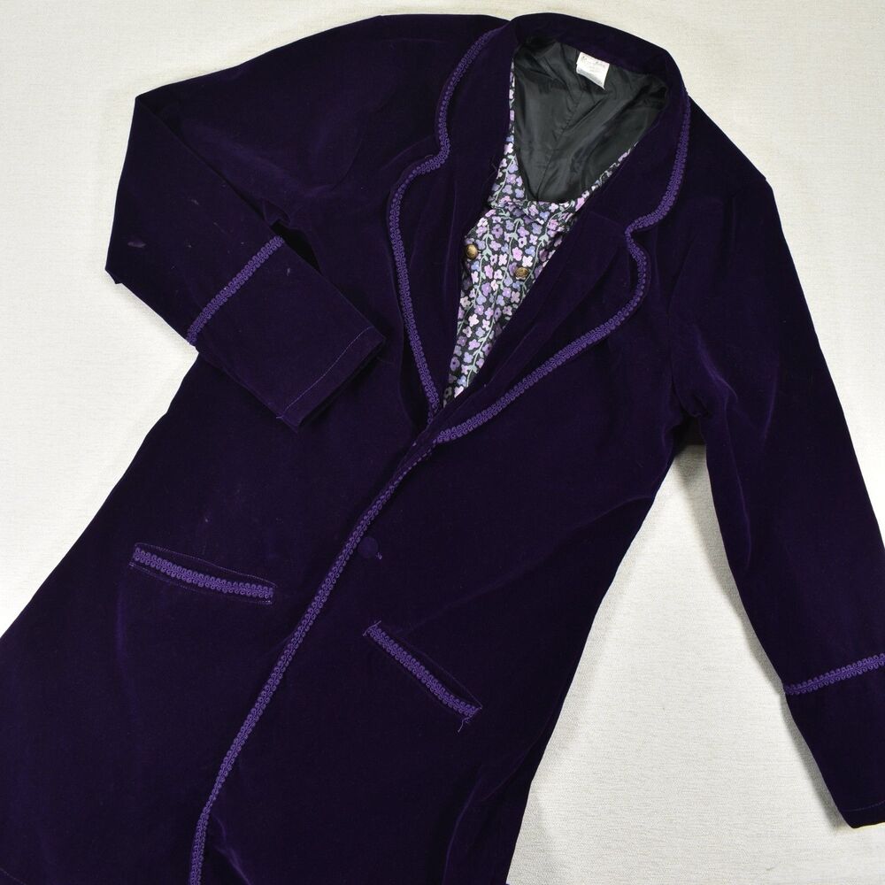 Willy Wonka Chocolate Factory Costume Coat Velvet Purple Jacket Gene Wilder M